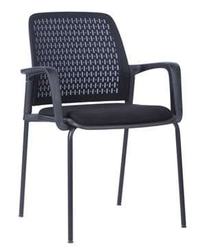 Silla de Escritorio Fija Cuatro Patas Negra y Respaldo de Malla