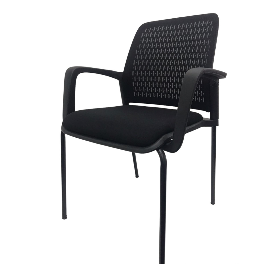 Silla de Escritorio Fija Cuatro Patas Negra y Respaldo de Malla - Imagen 2