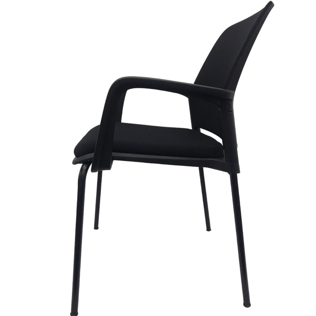 Silla de Escritorio Fija Cuatro Patas Negra y Respaldo de Malla - Imagen 6