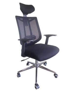 Silla de Escritorio con Amplio Asiento, Respaldo en Malla y Cabezal