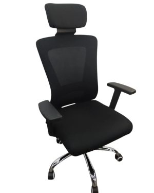 Silla de Escritorio con Respaldo en Malla, Apoyo Lumbar, base metal, Brazos y Lumbar Regulables